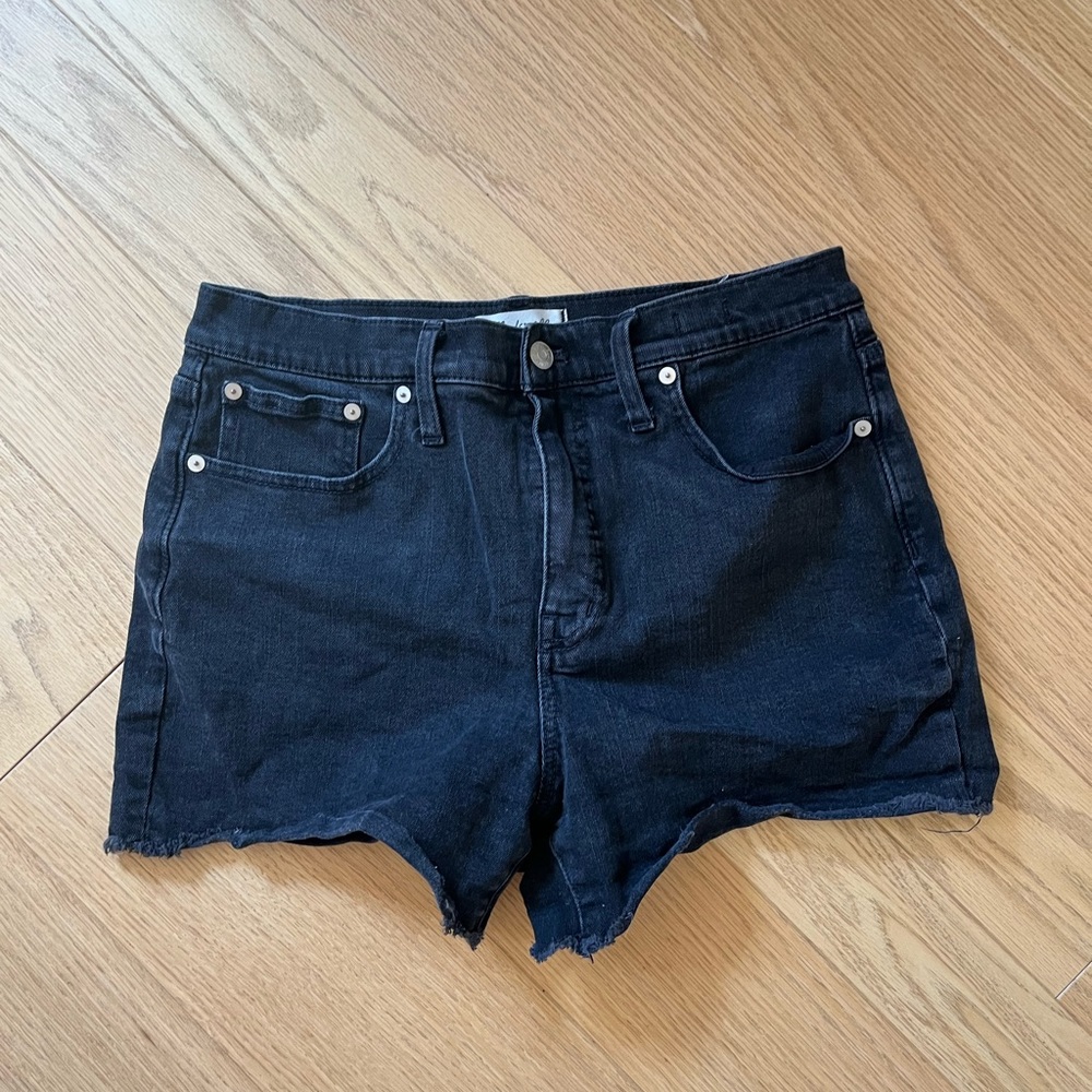 Madewell High Waisted Jean Shorts in Black